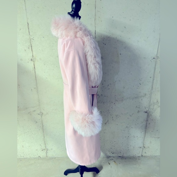Genuine fox fur trimmed wool blend coat - Picture 2 of 5